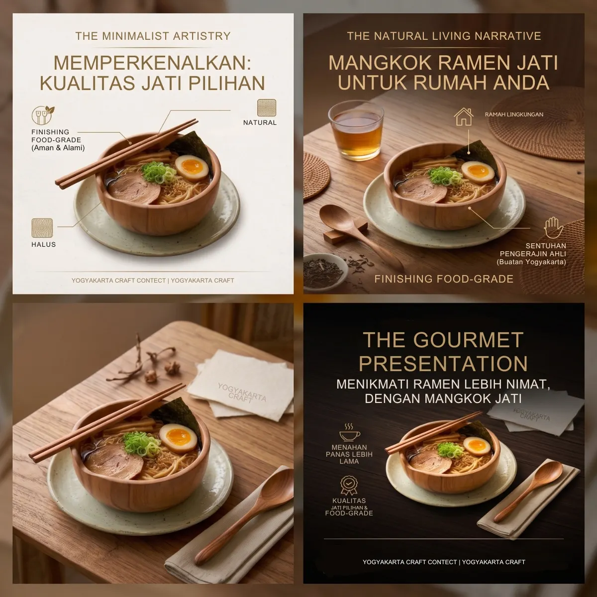 Teak wood noodle bowl