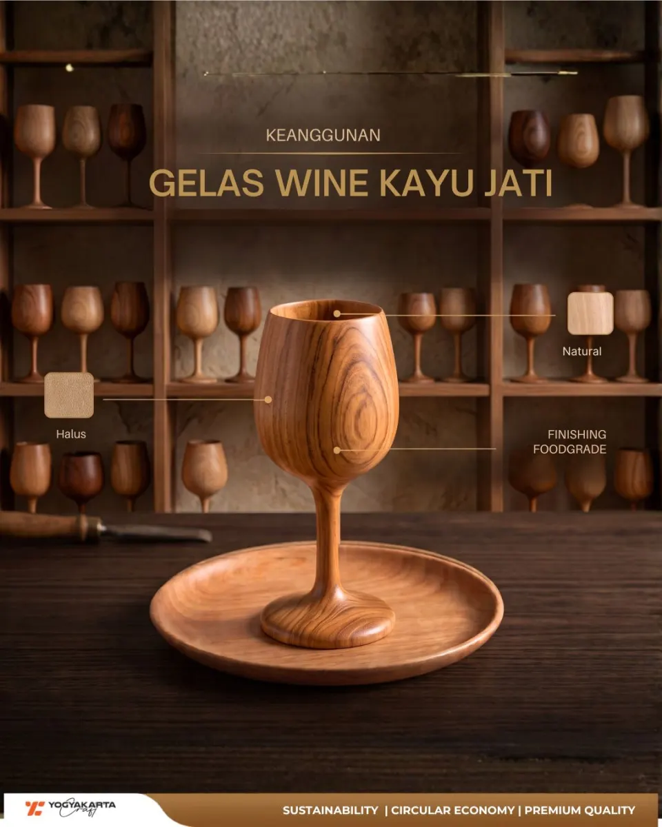 Teak Wood Wine Glass