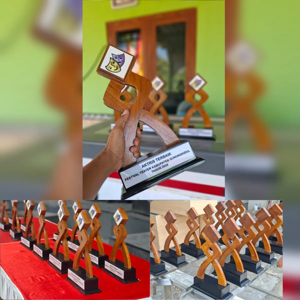 Teak wood trophy